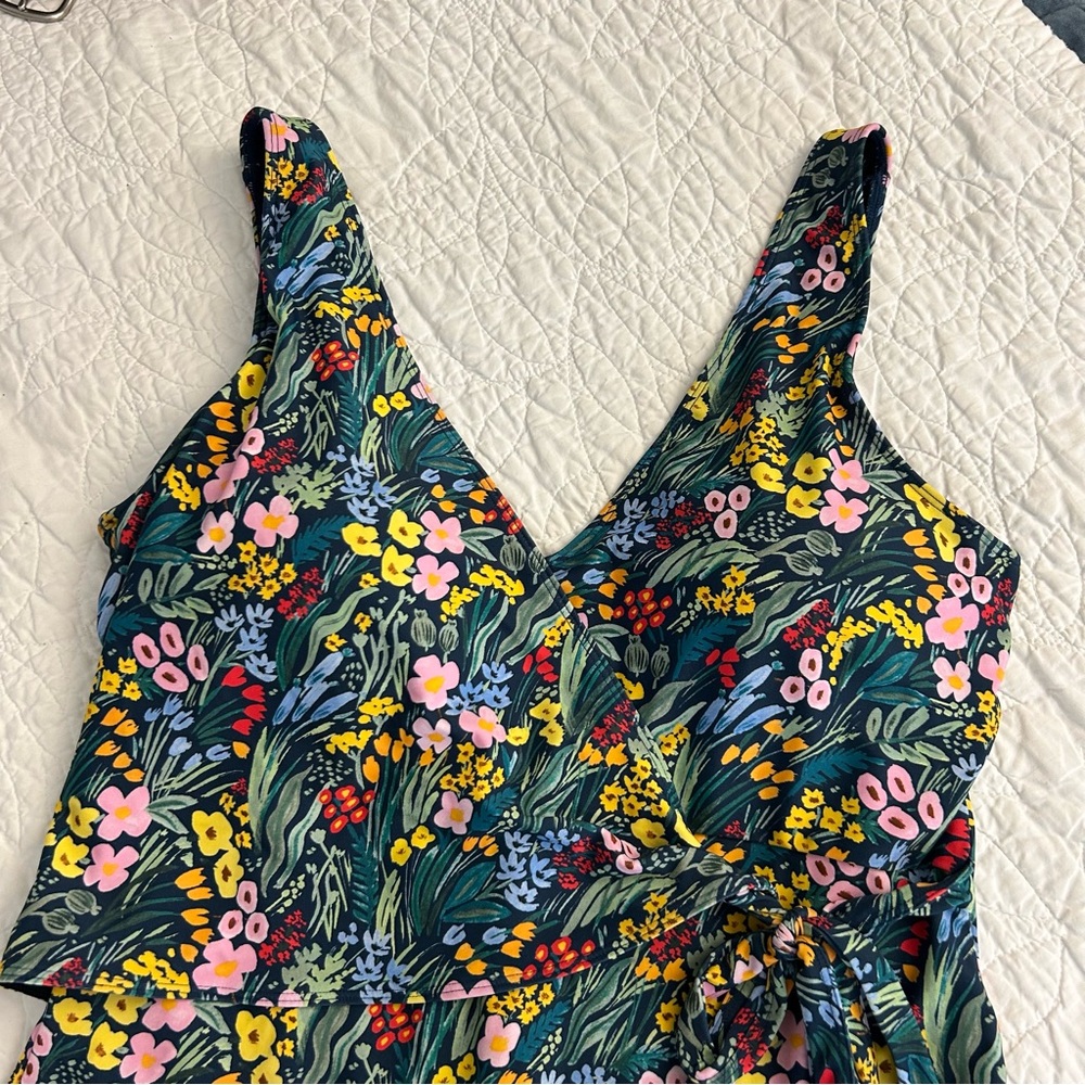 summersalt Floral Green Wrap One-Piece Swimsuit - Picture 5 of 8